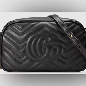 Gucci GG Marmont Small Leather Cross Body Bag Black